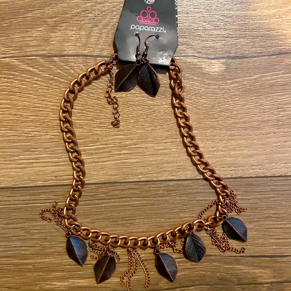 Paparazzi copper necklace & earrings set